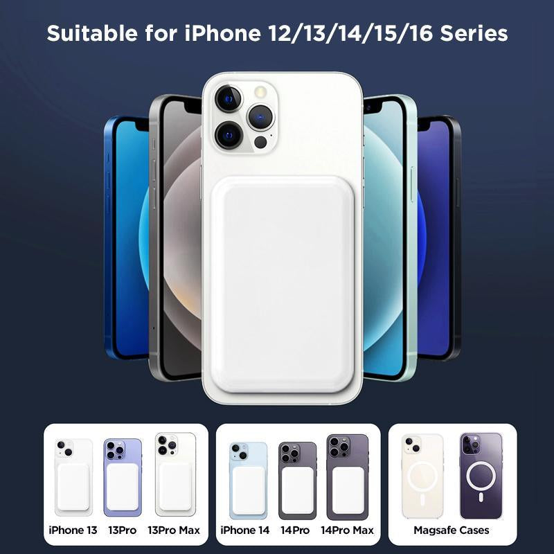 Magnetic Portable Charger 5000Mah, Magsafe-Compatible Wireless Power Bank, USB-C PD 20W Fast Charge, Slim Mini Battery Pack for Iphone 17/16/15/14/13/12, Qi for Android (Ring Included)