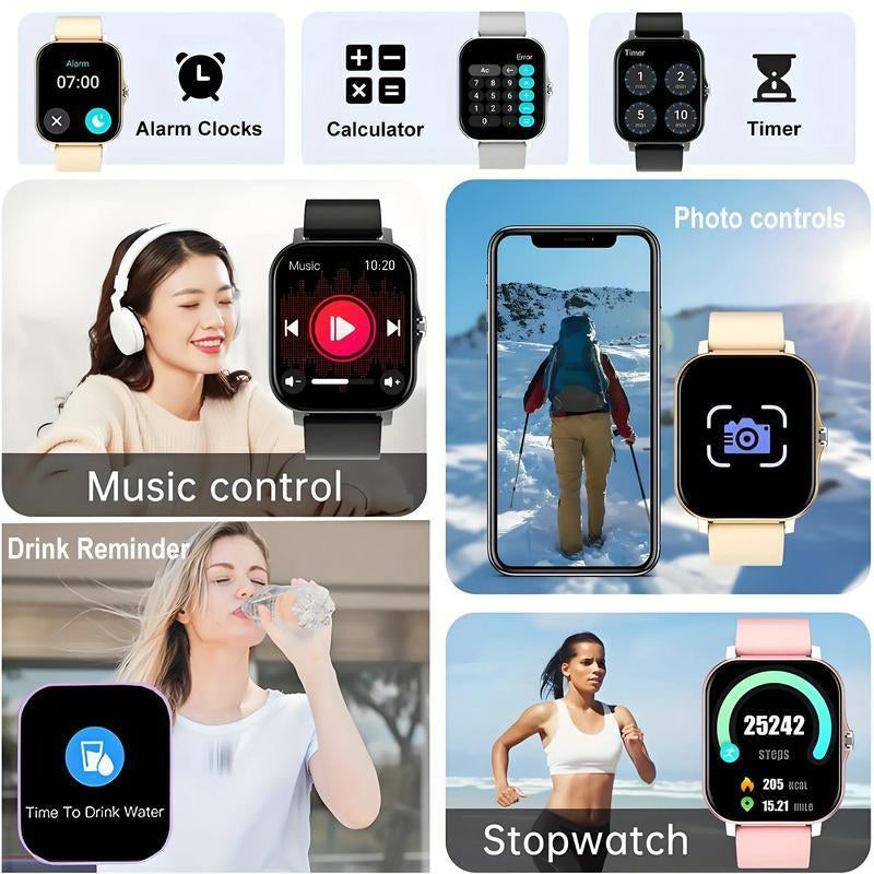 Smart Watch Wireless Talking Dialing Multi-Sport Mode Call Reminder SMS Message Reminders HD Screen Alloy Charging Pink Rechargeable Wearable USB Compatible